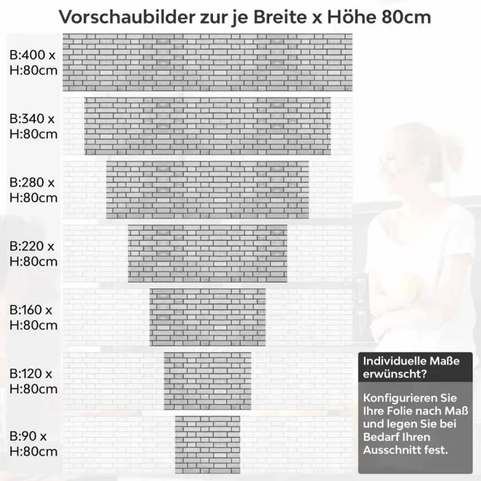 Küchenrückwand Folie Graue Backsteinoptik - Look für stilvolle Küchen Höhe 80cm