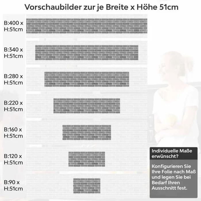 Küchenrückwand Folie Urbanes Ziegeldesign Höhe 51cm