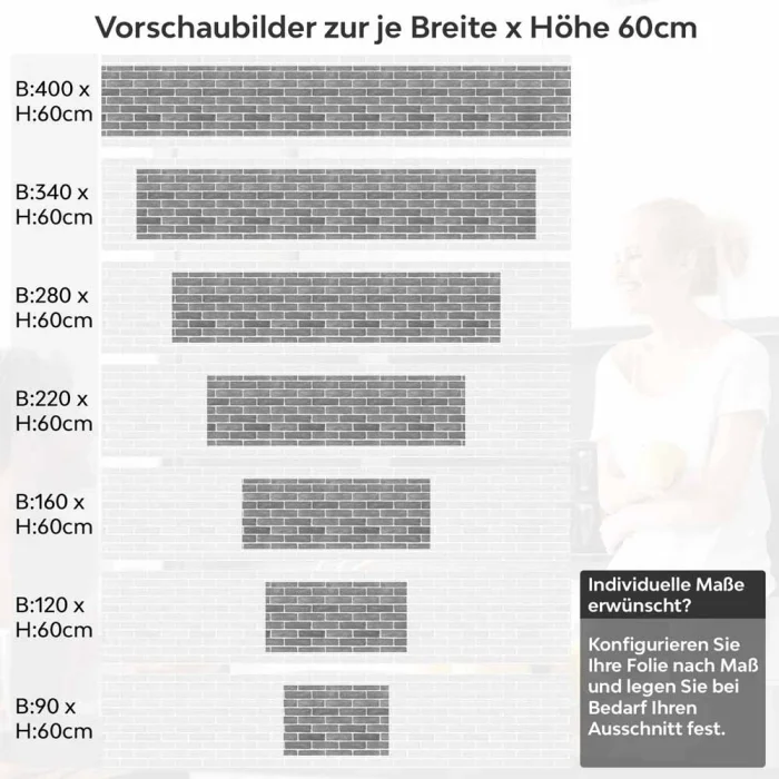 Küchenrückwand Folie Urbanes Ziegeldesign Höhe 60cm