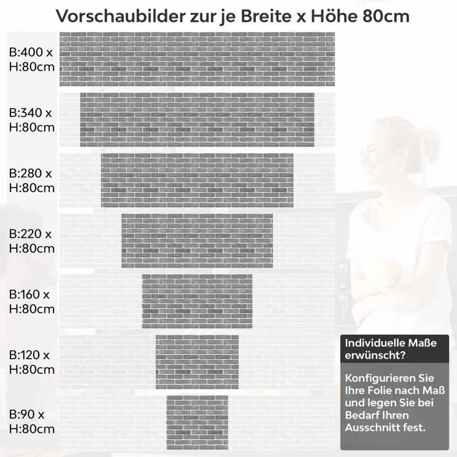 Küchenrückwand Folie Urbanes Ziegeldesign Höhe 80cm