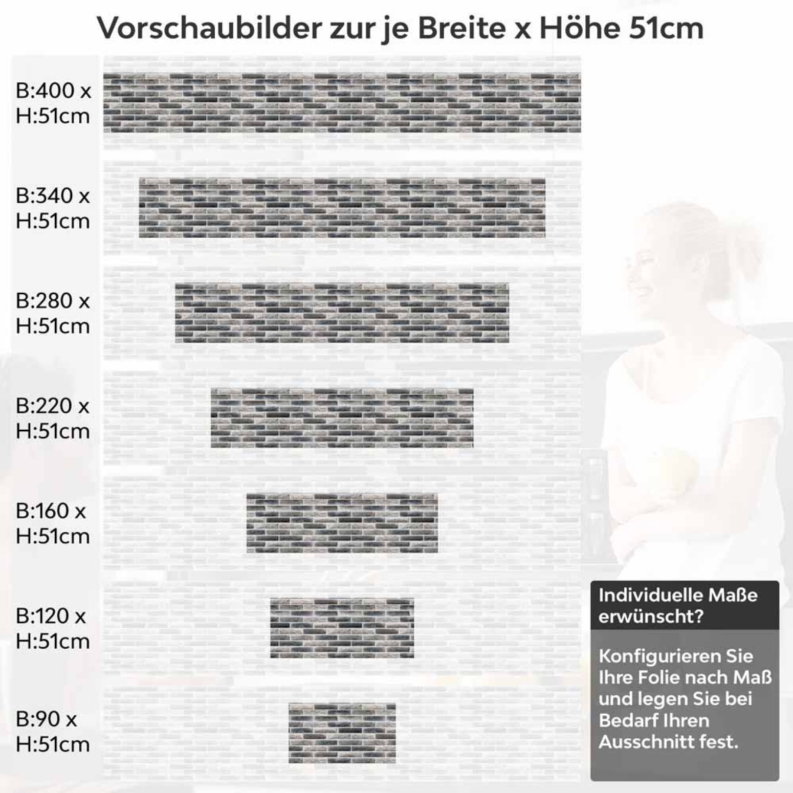 Küchenrückwand Folie Moderne Ziegelwand Höhe 51cm