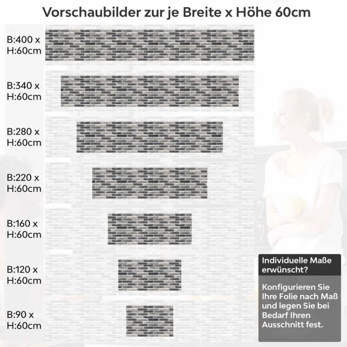 Küchenrückwand Folie Moderne Ziegelwand Höhe 60cm