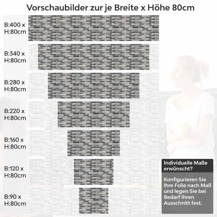 Küchenrückwand Folie Moderne Ziegelwand Höhe 80cm