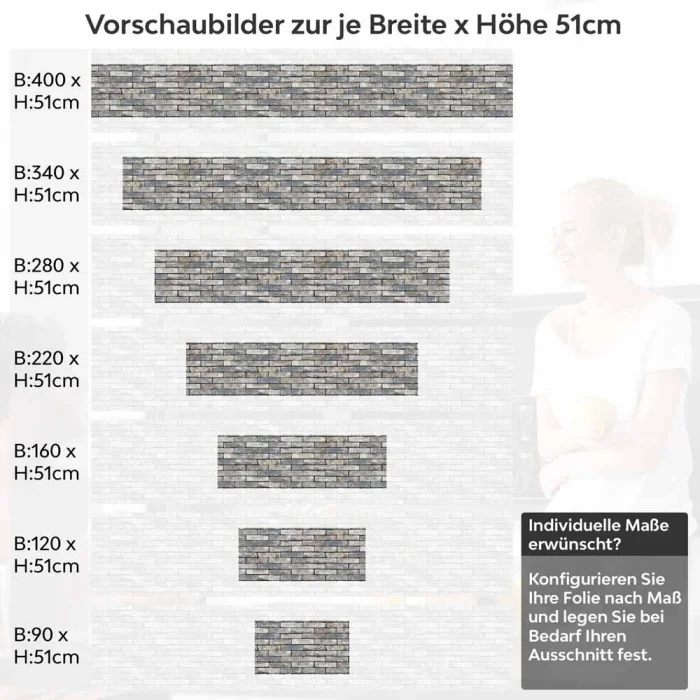 Küchenrückwand Folie Mauerziegel - Industrial-Stil für Ihre Küche Höhe 51cm
