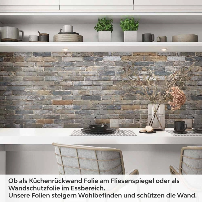 Küchenrückwand Folie Klassische Klinker Steinoptik Artikelbild 1