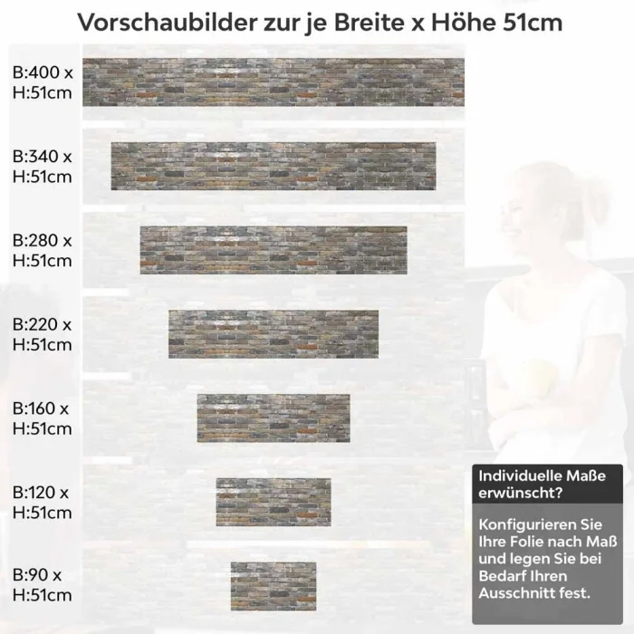 Küchenrückwand Folie Klassische Klinker Steinoptik Höhe 51cm