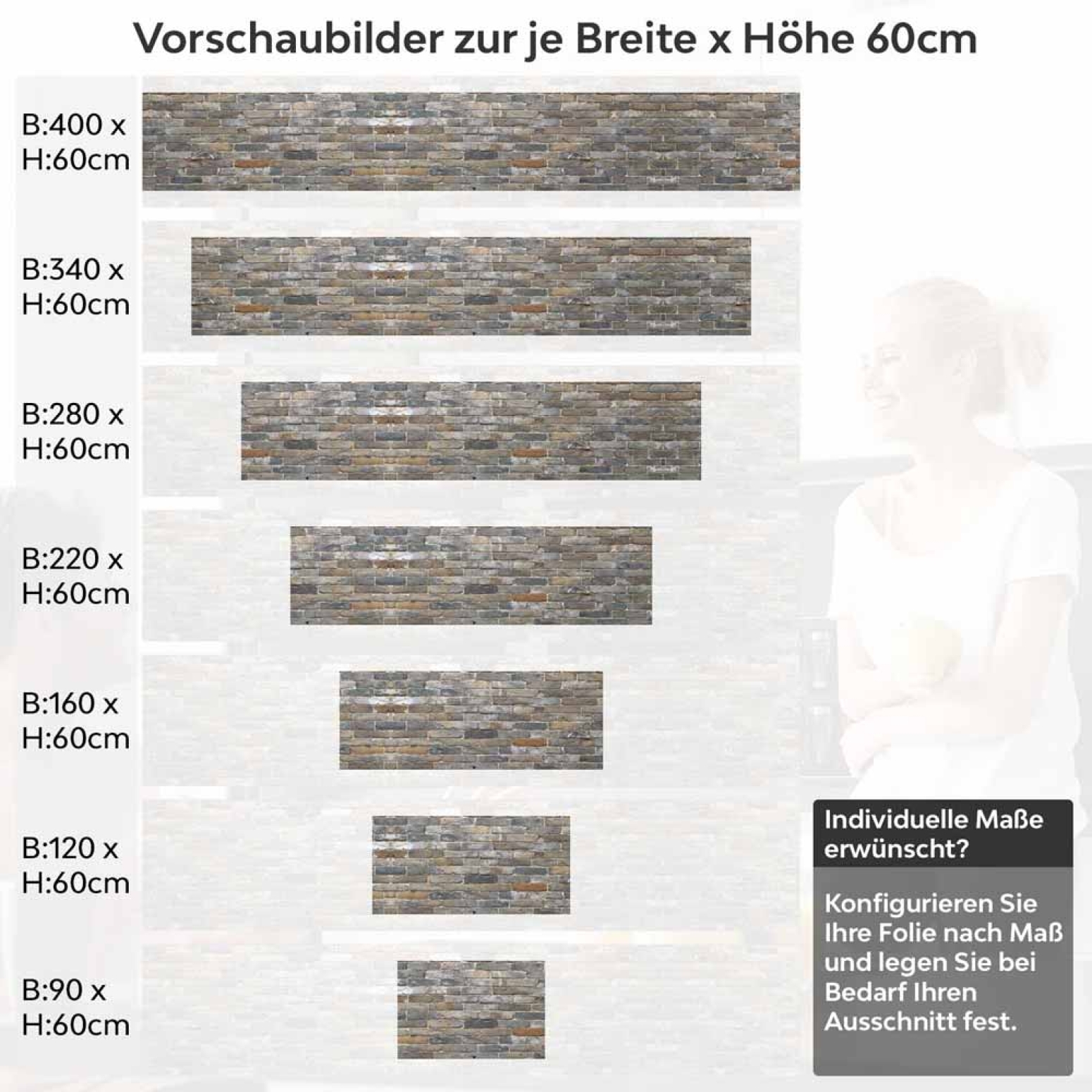 Küchenrückwand Folie Klassische Klinker Steinoptik Höhe 60cm