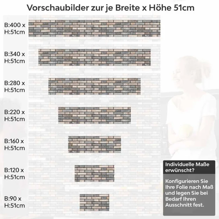 Küchenrückwand Folie Klinker Riemchen - Robuste Ziegelstein-Optik Höhe 51cm