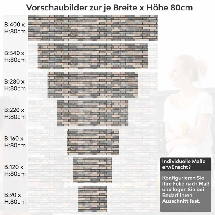 Küchenrückwand Folie Klinker Riemchen - Robuste Ziegelstein-Optik Höhe 80cm