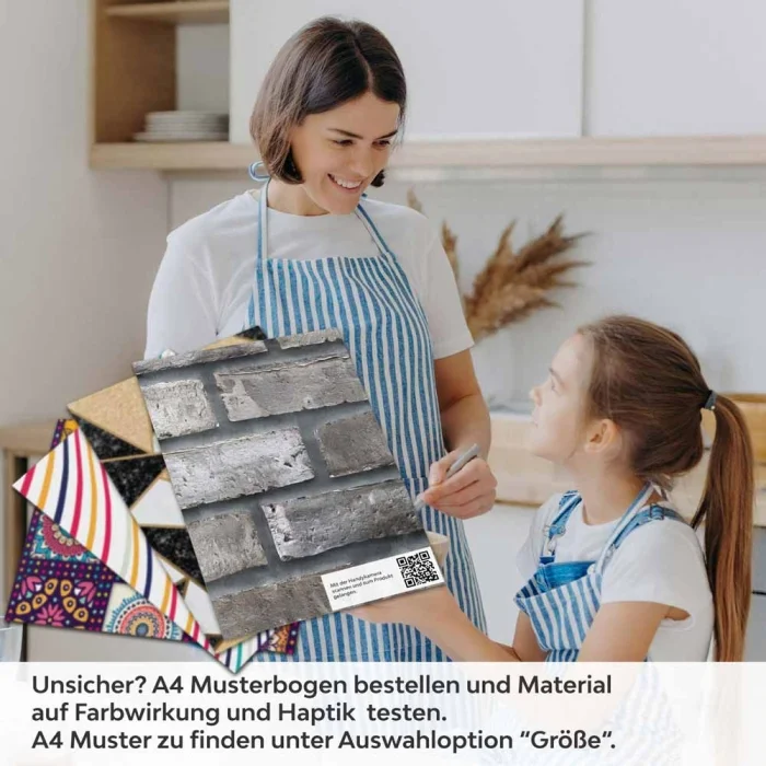 Küchenrückwand Folie Mauerziegel - Steinwand für den Fliesenspiegel A4 Muster