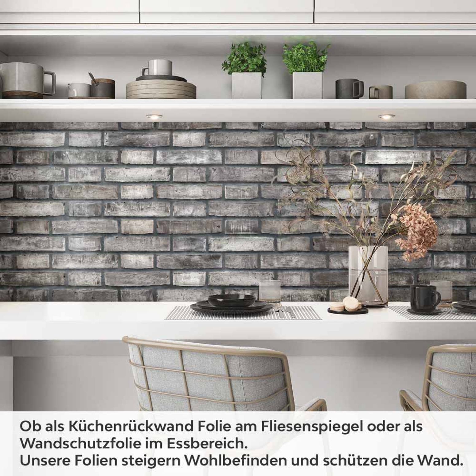 Küchenrückwand Folie Mauerziegel - Steinwand für den Fliesenspiegel Artikelbild 1