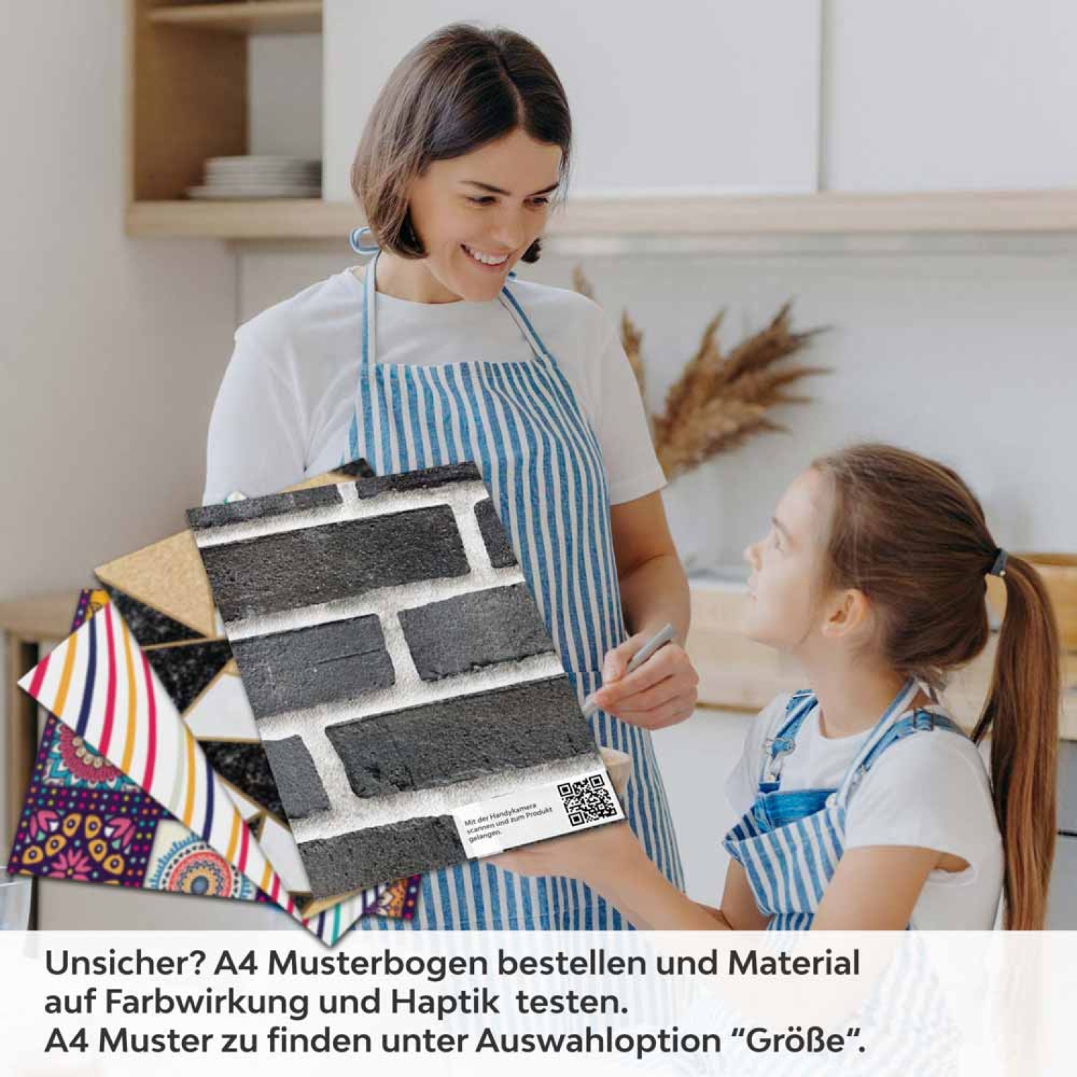 Küchenrückwand Folie Ziegel Anthrazit - Steinwand Optik A4 Muster