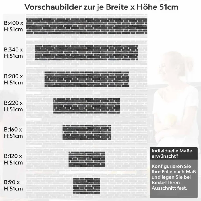 Küchenrückwand Folie Ziegel Anthrazit - Steinwand Optik Höhe 51cm