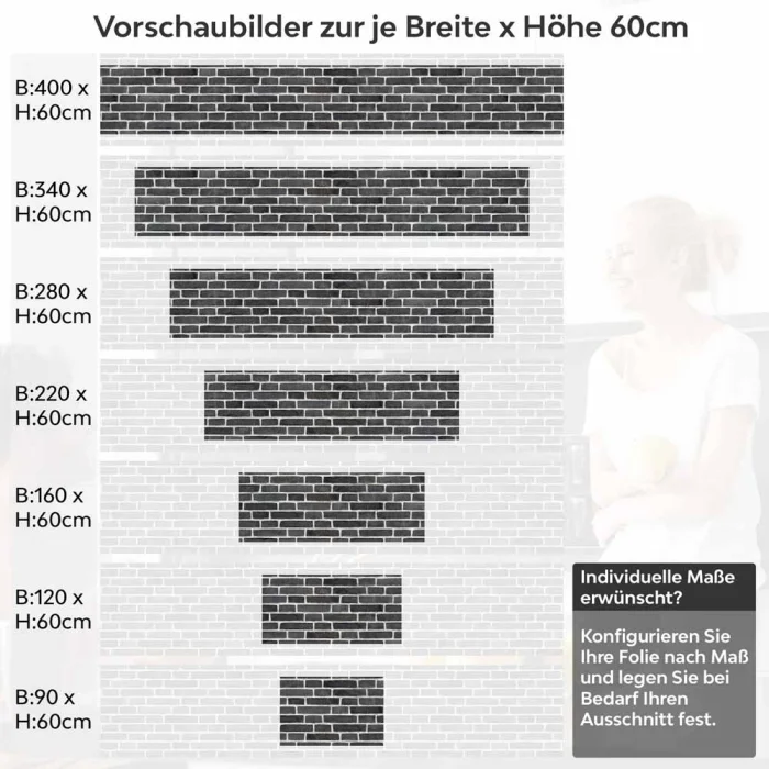 Küchenrückwand Folie Ziegel Anthrazit - Steinwand Optik Höhe 60cm