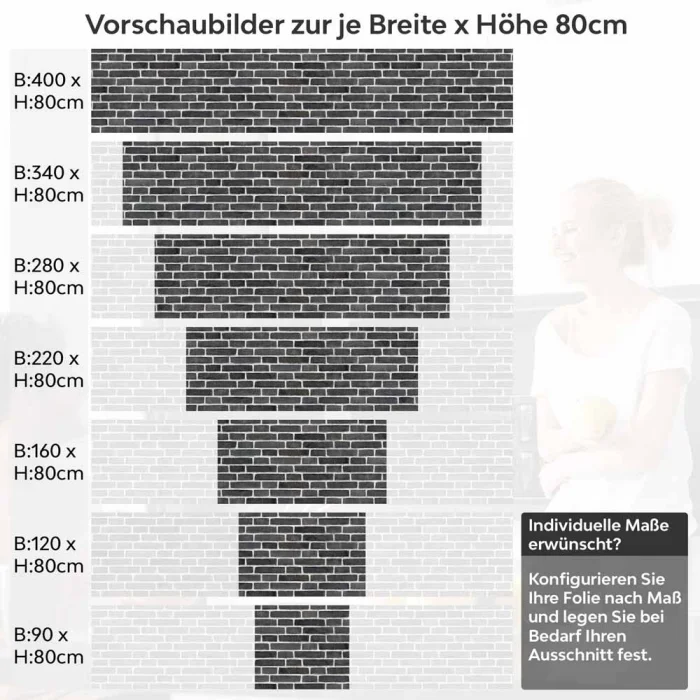 Küchenrückwand Folie Ziegel Anthrazit - Steinwand Optik Höhe 80cm