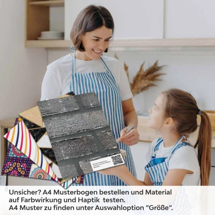 Küchenrückwand Folie Anthrazit Ziegelsteine - Edle Backsteine A4 Muster