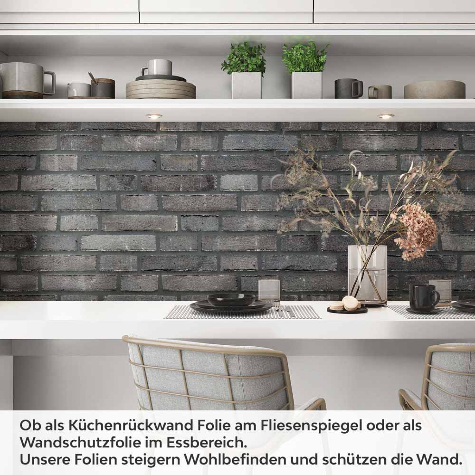 Küchenrückwand Folie Anthrazit Ziegelsteine - Edle Backsteine Artikelbild 1