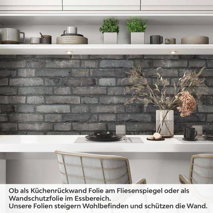 Küchenrückwand Folie Anthrazit Ziegelsteine - Edle Backsteine Artikelbild 1