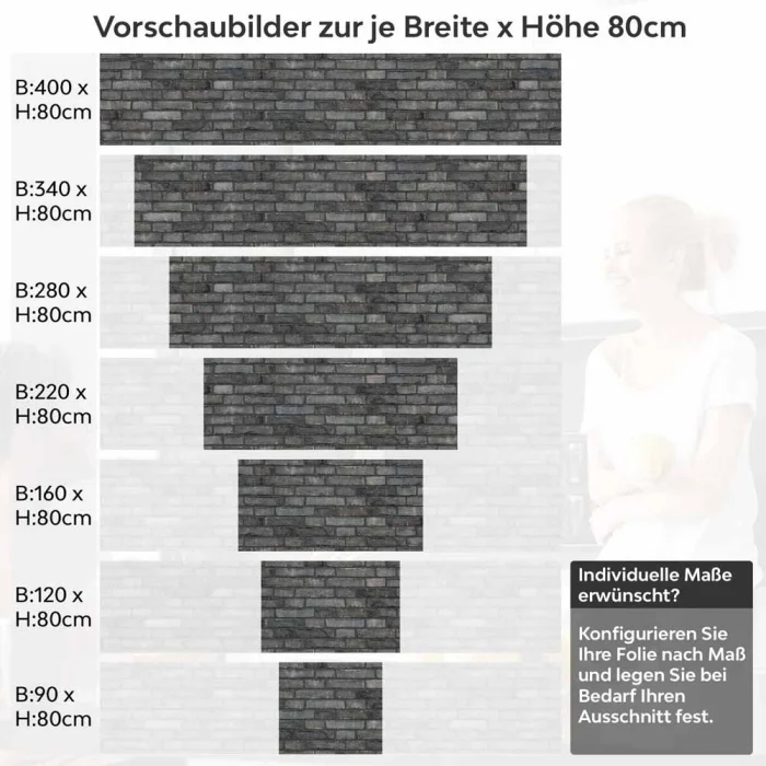 Küchenrückwand Folie Anthrazit Ziegelsteine - Edle Backsteine Höhe 80cm