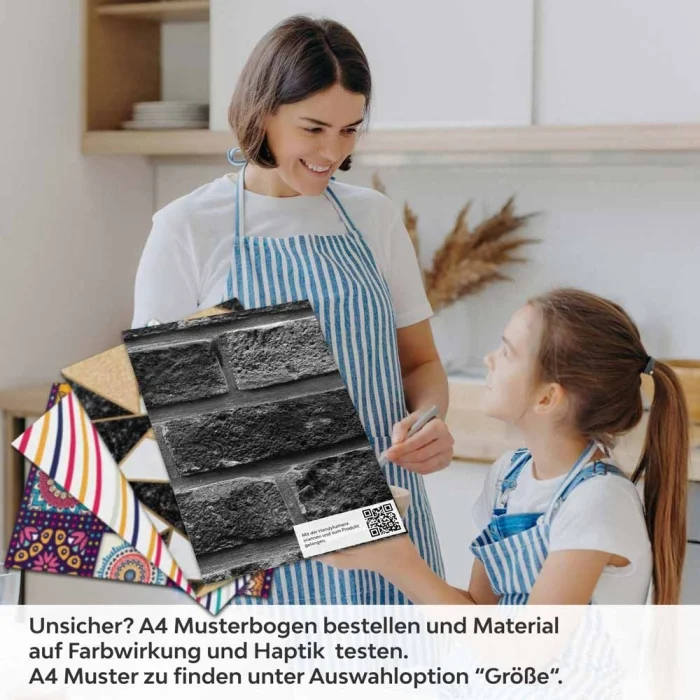Küchenrückwand Folie Klinkerstein - Loft Look mit dunklen Ziegeldesign A4 Muster