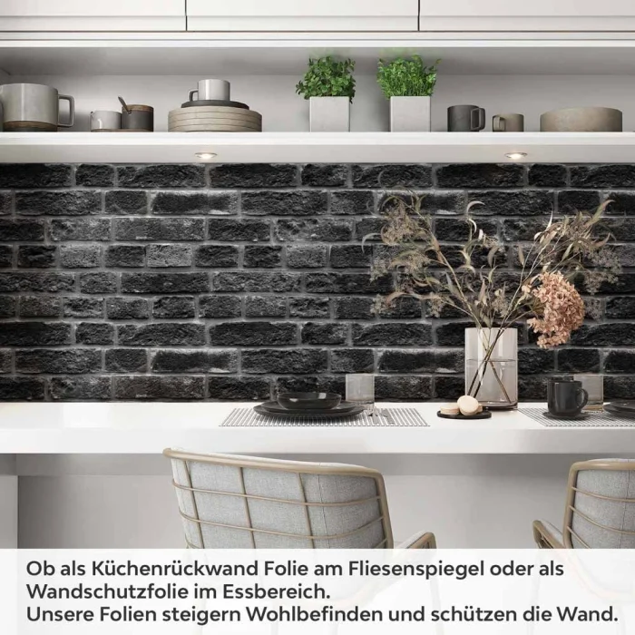 Küchenrückwand Folie Klinkerstein - Loft Look mit dunklen Ziegeldesign Artikelbild 1