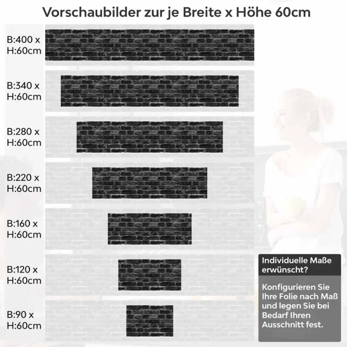 Küchenrückwand Folie Klinkerstein - Loft Look mit dunklen Ziegeldesign Höhe 60cm