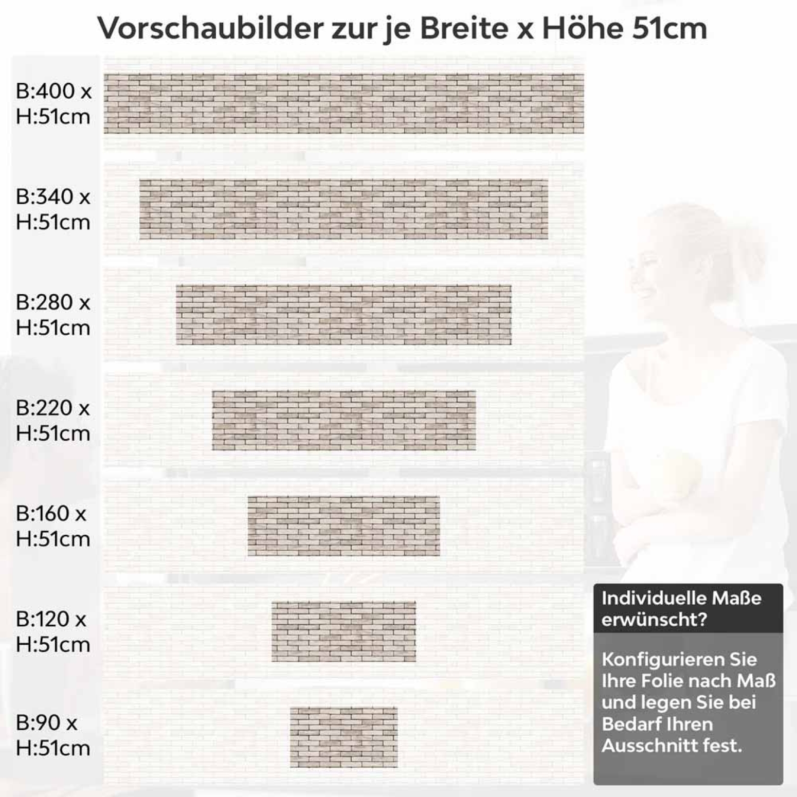 Küchenrückwand Folie Sandstein Klinker - Backstein-Look für helle Küchen Höhe 51cm