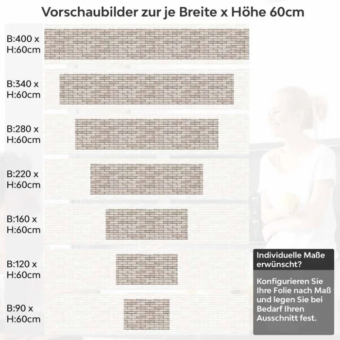 Küchenrückwand Folie Sandstein Klinker - Backstein-Look für helle Küchen Höhe 60cm