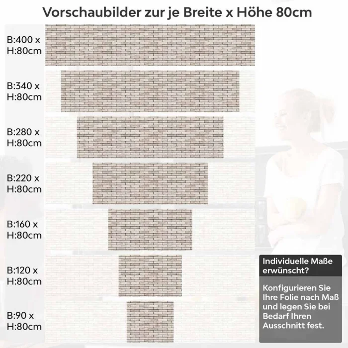 Küchenrückwand Folie Sandstein Klinker - Backstein-Look für helle Küchen Höhe 80cm