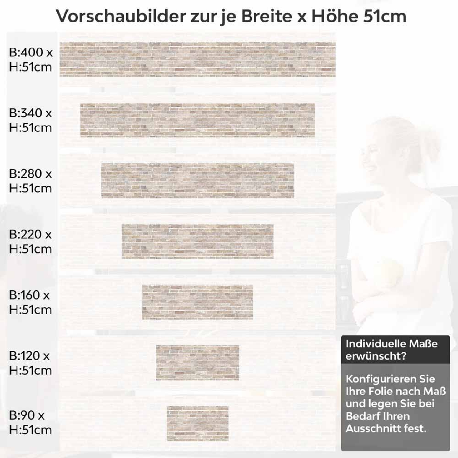 Küchenrückwand Folie Ziegel - Sandtöne für gemütliche Räume Höhe 51cm