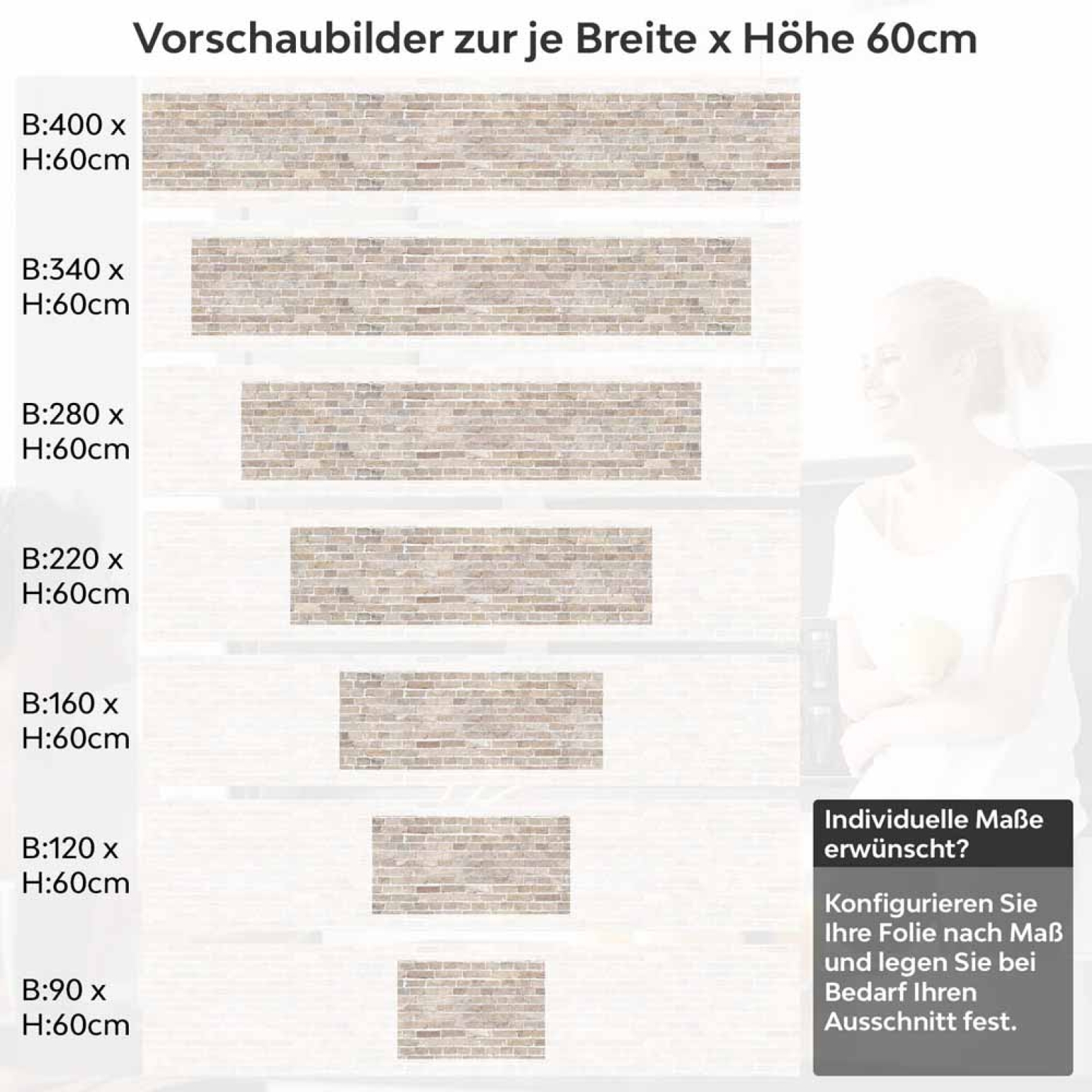 Küchenrückwand Folie Ziegel - Sandtöne für gemütliche Räume Höhe 60cm