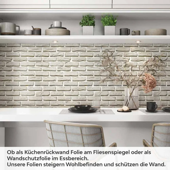 Küchenrückwand Folie Cremeweiße Mauersteine Artikelbild 1