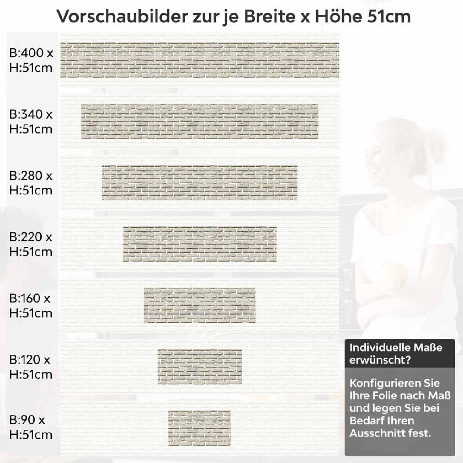 Küchenrückwand Folie Cremeweiße Mauersteine Höhe 51cm