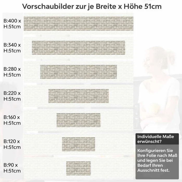 Küchenrückwand Folie Cremeweiße Mauersteine Höhe 51cm