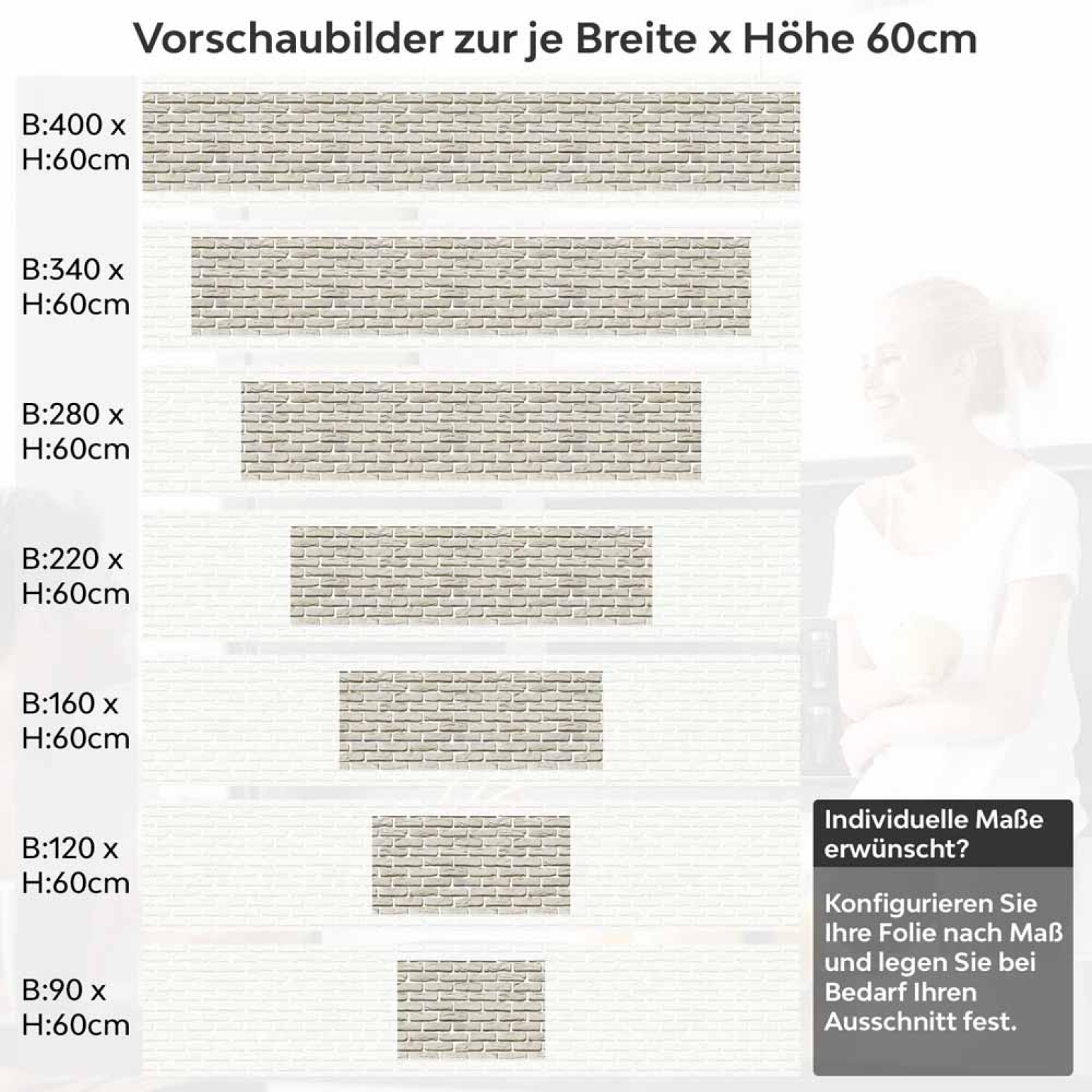 Küchenrückwand Folie Cremeweiße Mauersteine Höhe 60cm