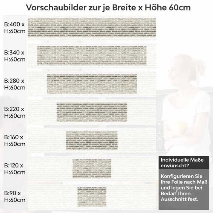 Küchenrückwand Folie Cremeweiße Mauersteine Höhe 60cm