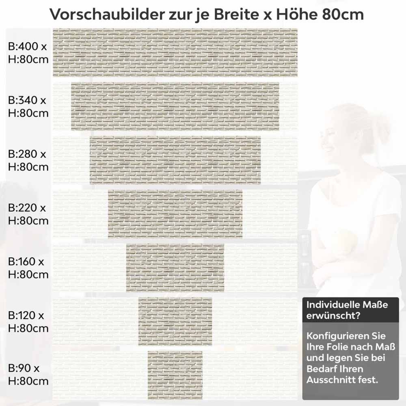 Küchenrückwand Folie Cremeweiße Mauersteine Höhe 80cm