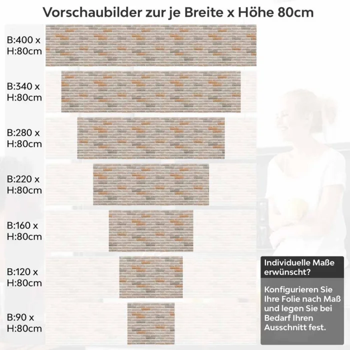 Küchenrückwand Folie Helle Klinkerfarben - Moderner Retro-Charme Höhe 80cm