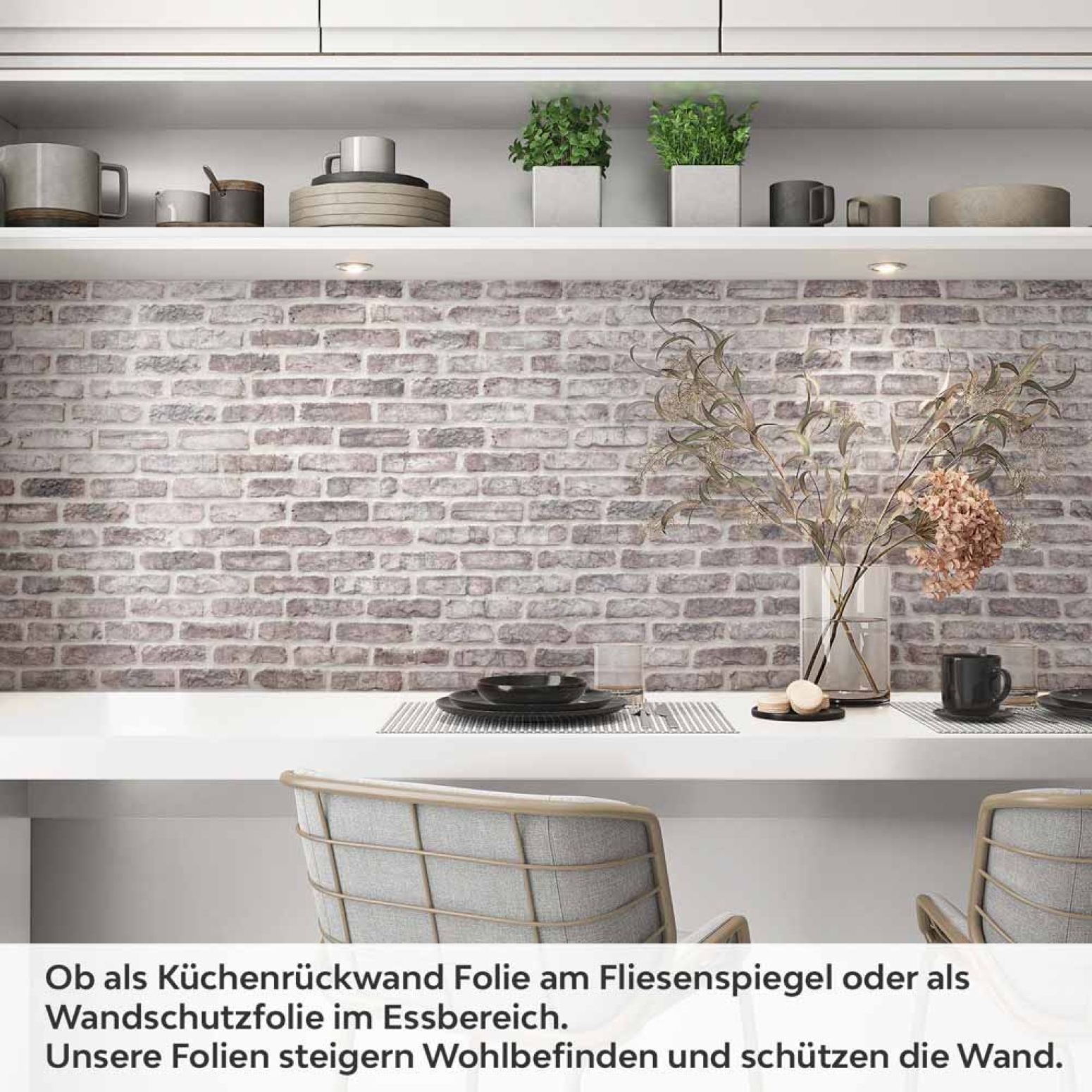Küchenrückwand Folie Ziegelwand - Farbnuancen für stilvolle Küchen Artikelbild 1