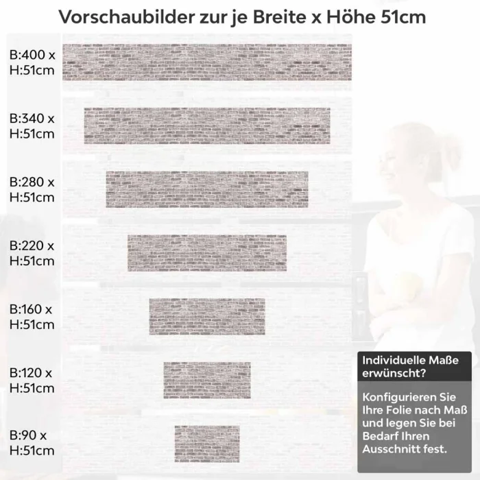 Küchenrückwand Folie Ziegelwand - Farbnuancen für stilvolle Küchen Höhe 51cm