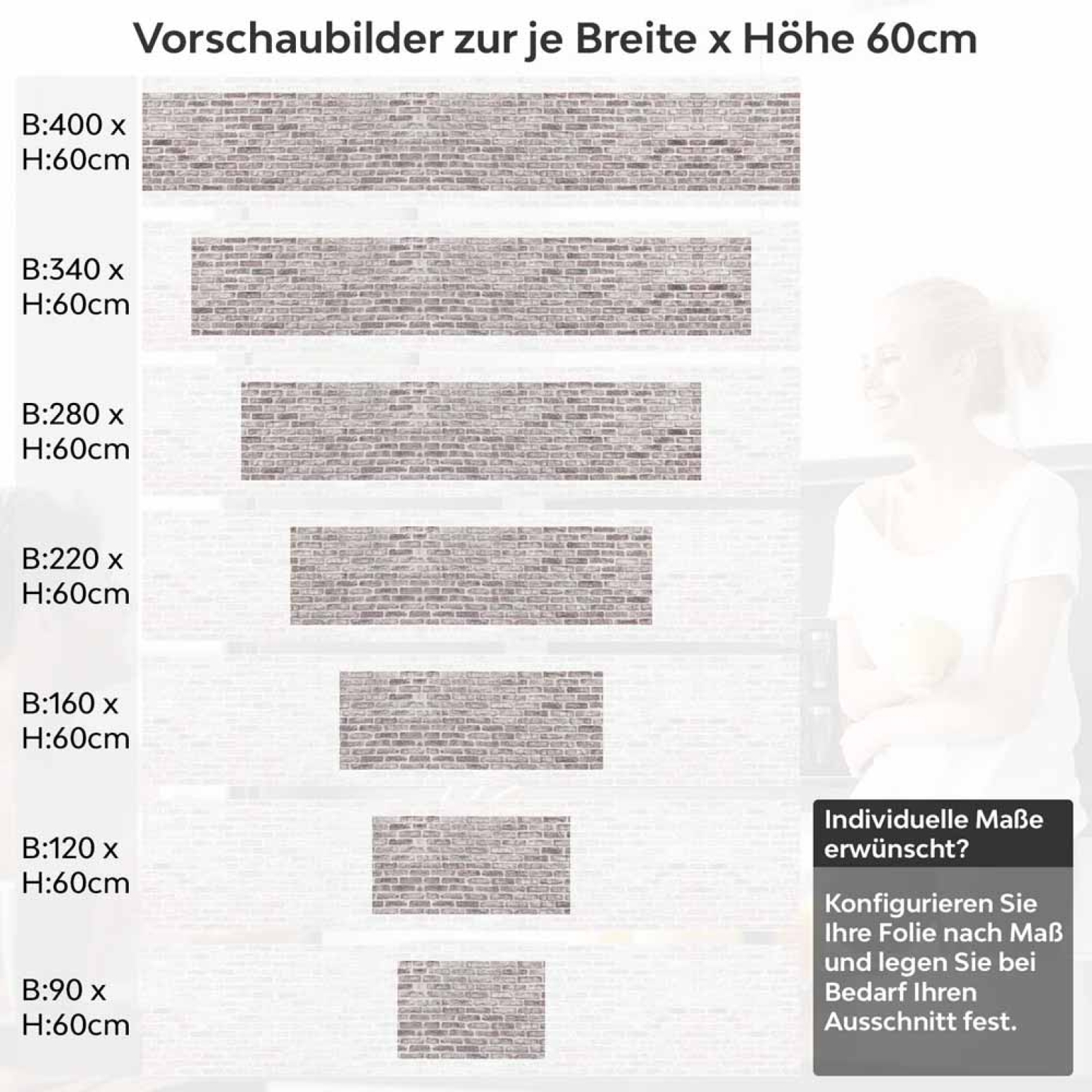 Küchenrückwand Folie Ziegelwand - Farbnuancen für stilvolle Küchen Höhe 60cm