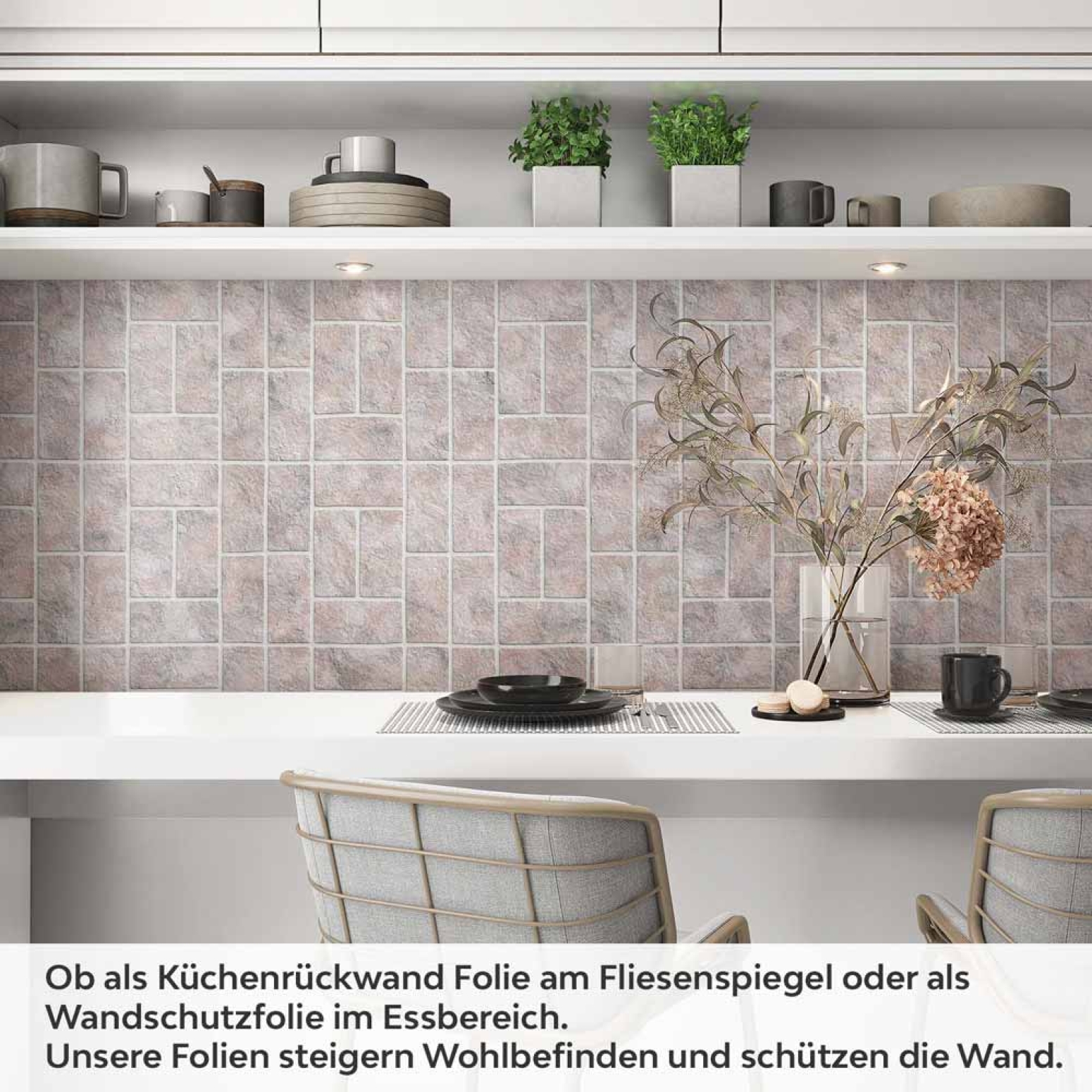 Küchenrückwand Folie Terrakotta Steine - Zeitlose Ziegelmuster Artikelbild 1