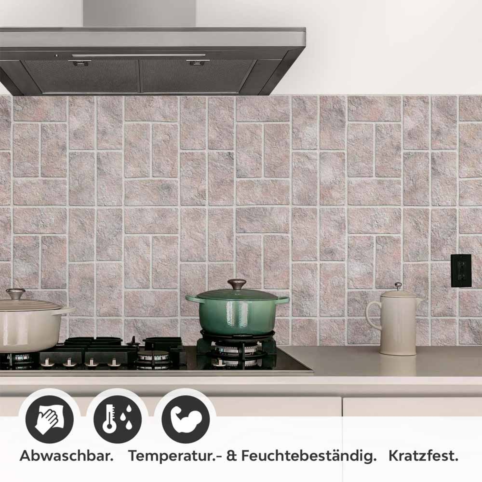 Küchenrückwand Folie Terrakotta Steine - Zeitlose Ziegelmuster Detailbild 1