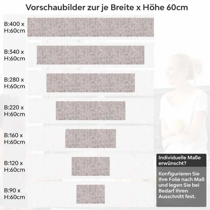 Küchenrückwand Folie Terrakotta Steine - Zeitlose Ziegelmuster Höhe 60cm
