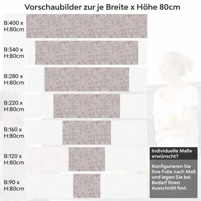 Küchenrückwand Folie Terrakotta Steine - Zeitlose Ziegelmuster Höhe 80cm