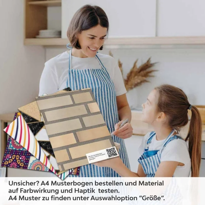 Küchenrückwand Folie Beige-goldene Ziegelmuster - Warme Ziegeloptik A4 Muster