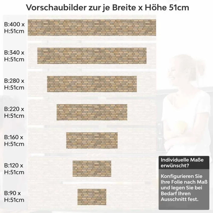 Küchenrückwand Folie Beige-goldene Ziegelmuster - Warme Ziegeloptik Höhe 51cm