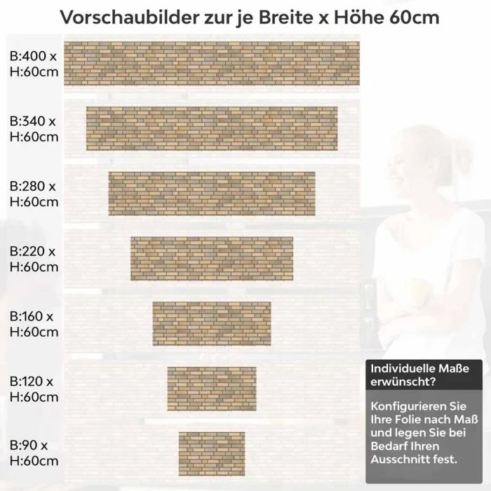 Küchenrückwand Folie Beige-goldene Ziegelmuster - Warme Ziegeloptik Höhe 60cm