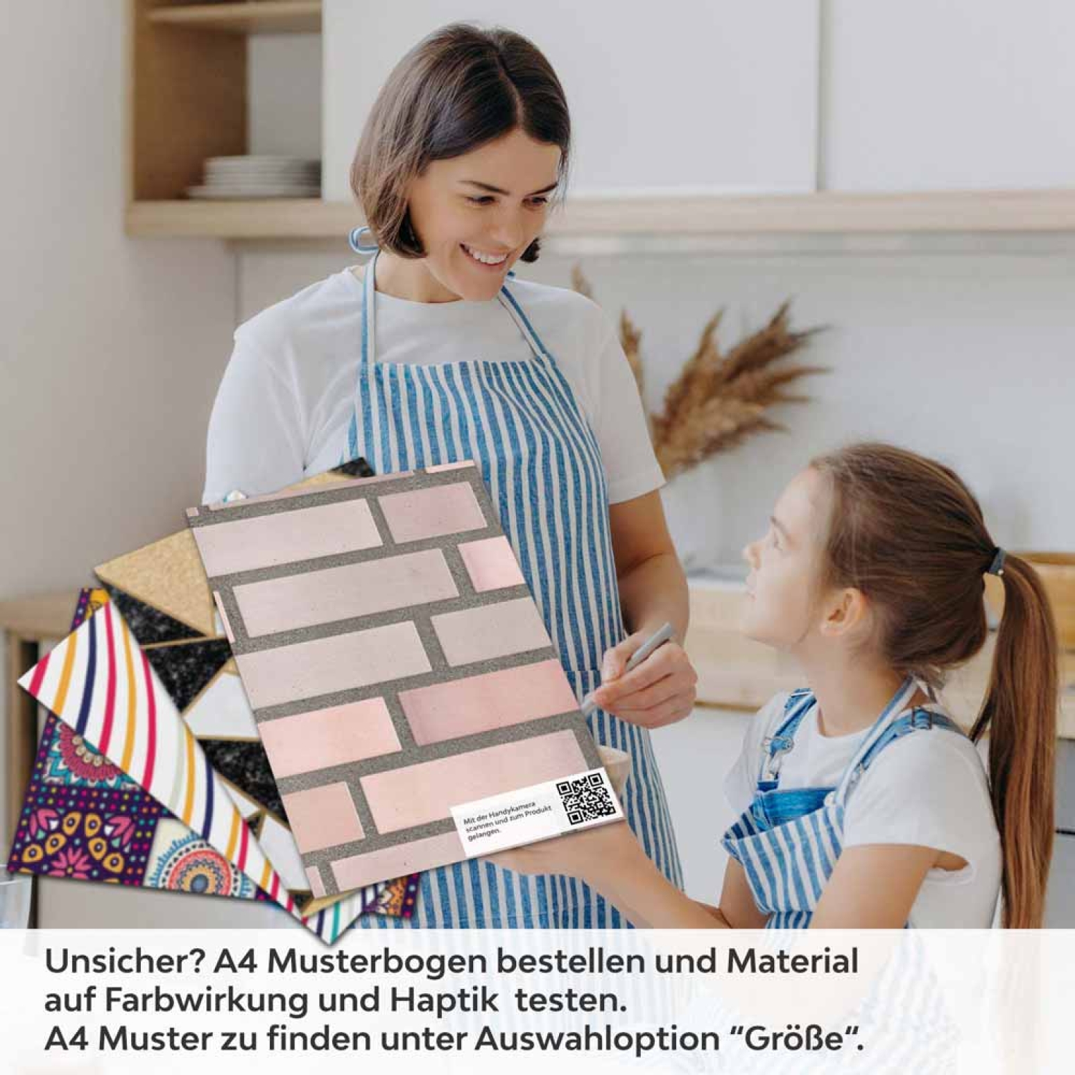 Küchenrückwand Folie Sanfte Rosé Ziegeloptik - Charmante Nuancen A4 Muster