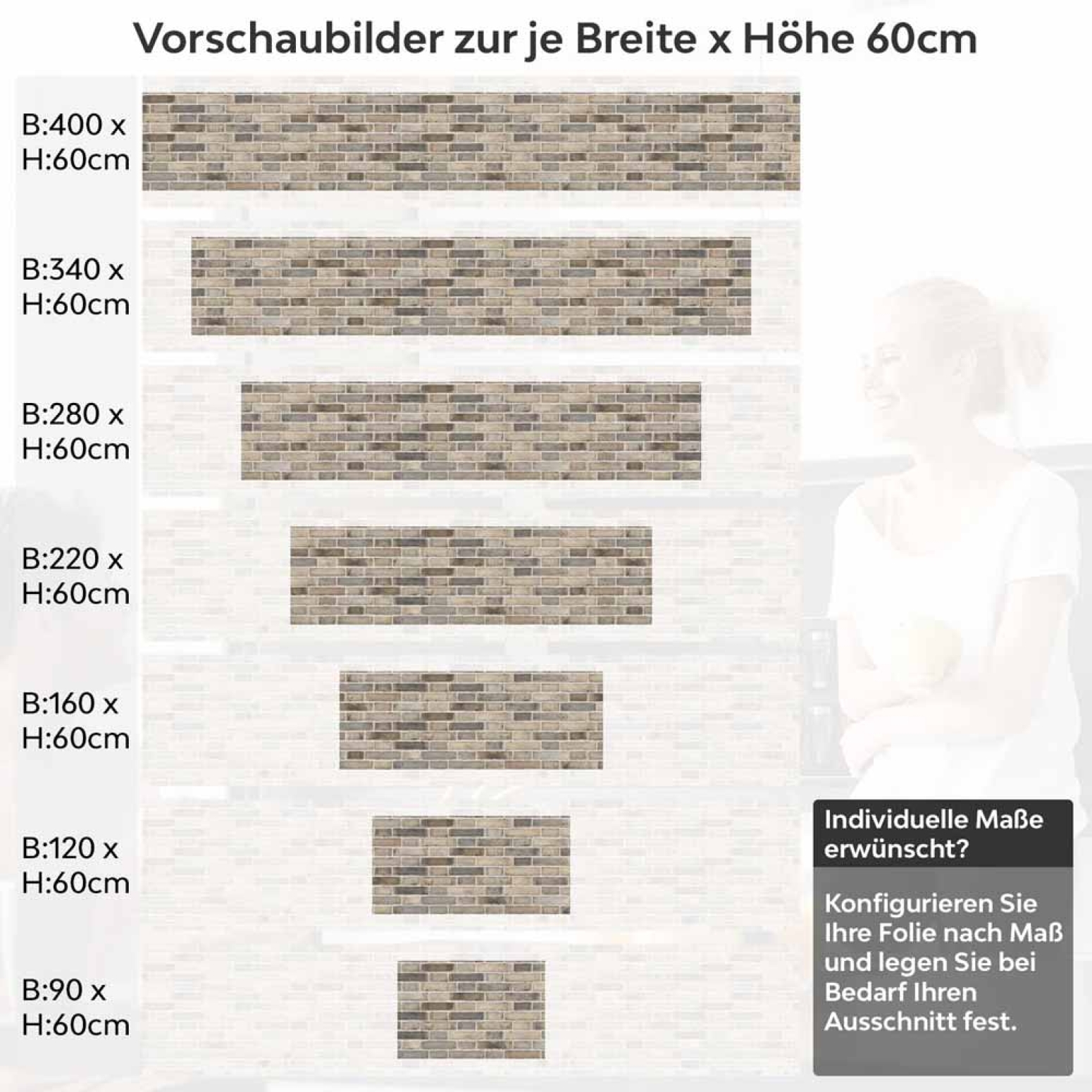 Küchenrückwand Folie Ziegelmauer - Steinwand im Rustikalem Charme Höhe 60cm